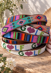 Malaika women's handmade leather beaded golf belt by Sta-Cool, alternate view