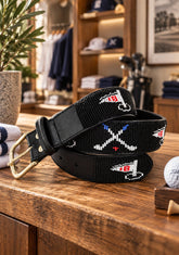 The 18th Green men's handmade leather beaded golf belt by Sta-Cool, additional view
