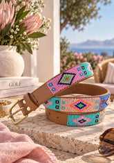 Malaika women's handmade leather beaded golf belt by Sta-Cool, additional view