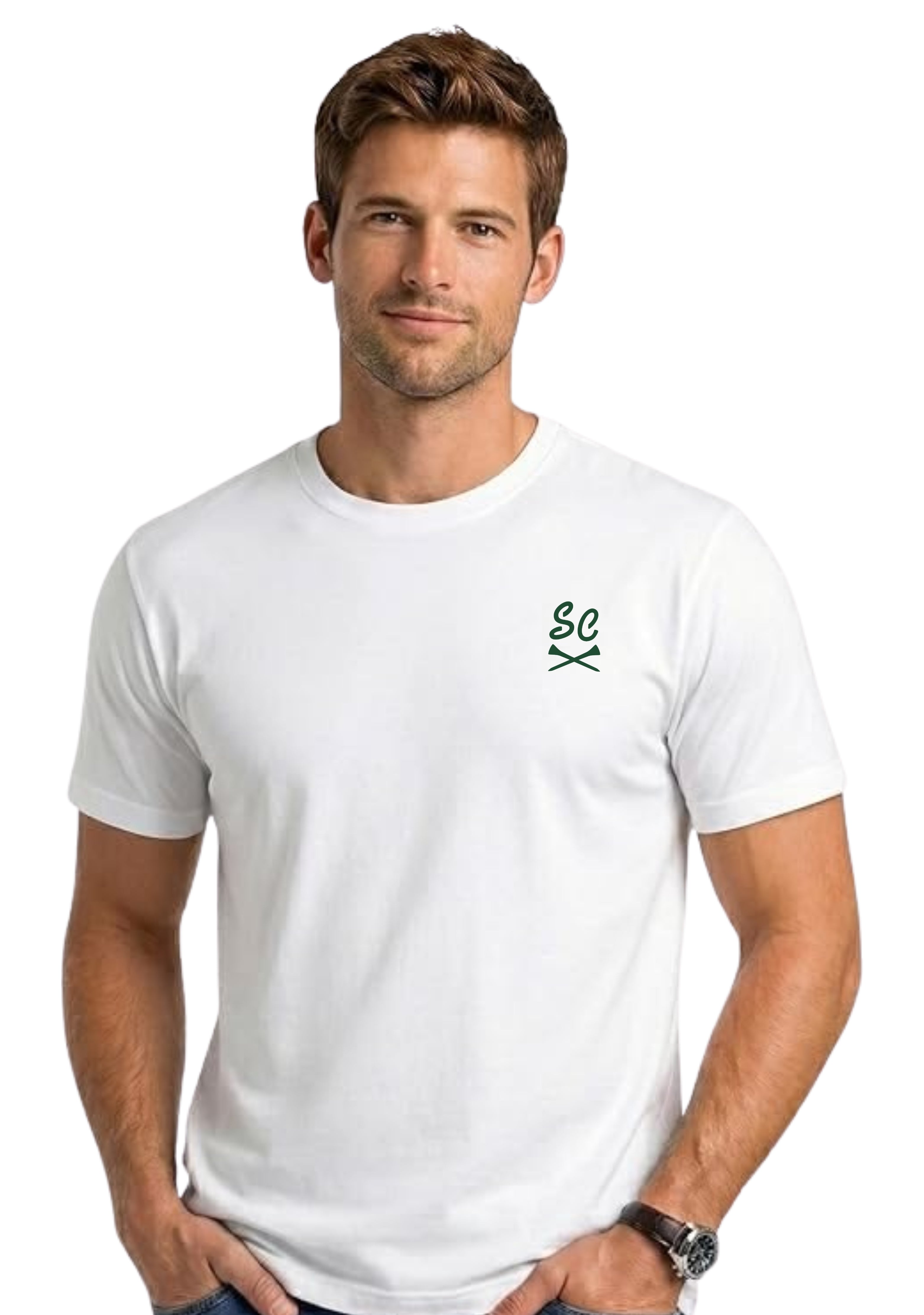 Sta-Cool Big Fore Collection 19th Hole men's tee in white, back view