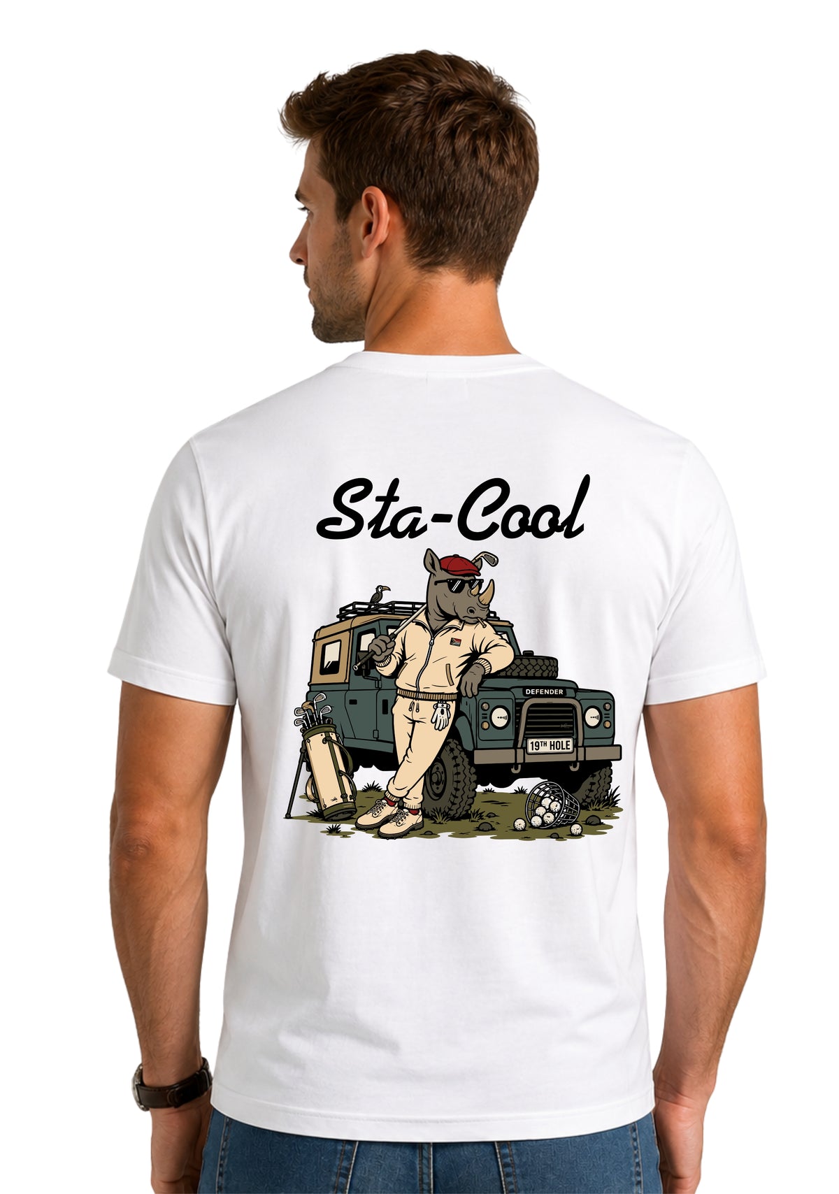 Sta-Cool Big Fore Collection 19th Hole men's tee in white, front view