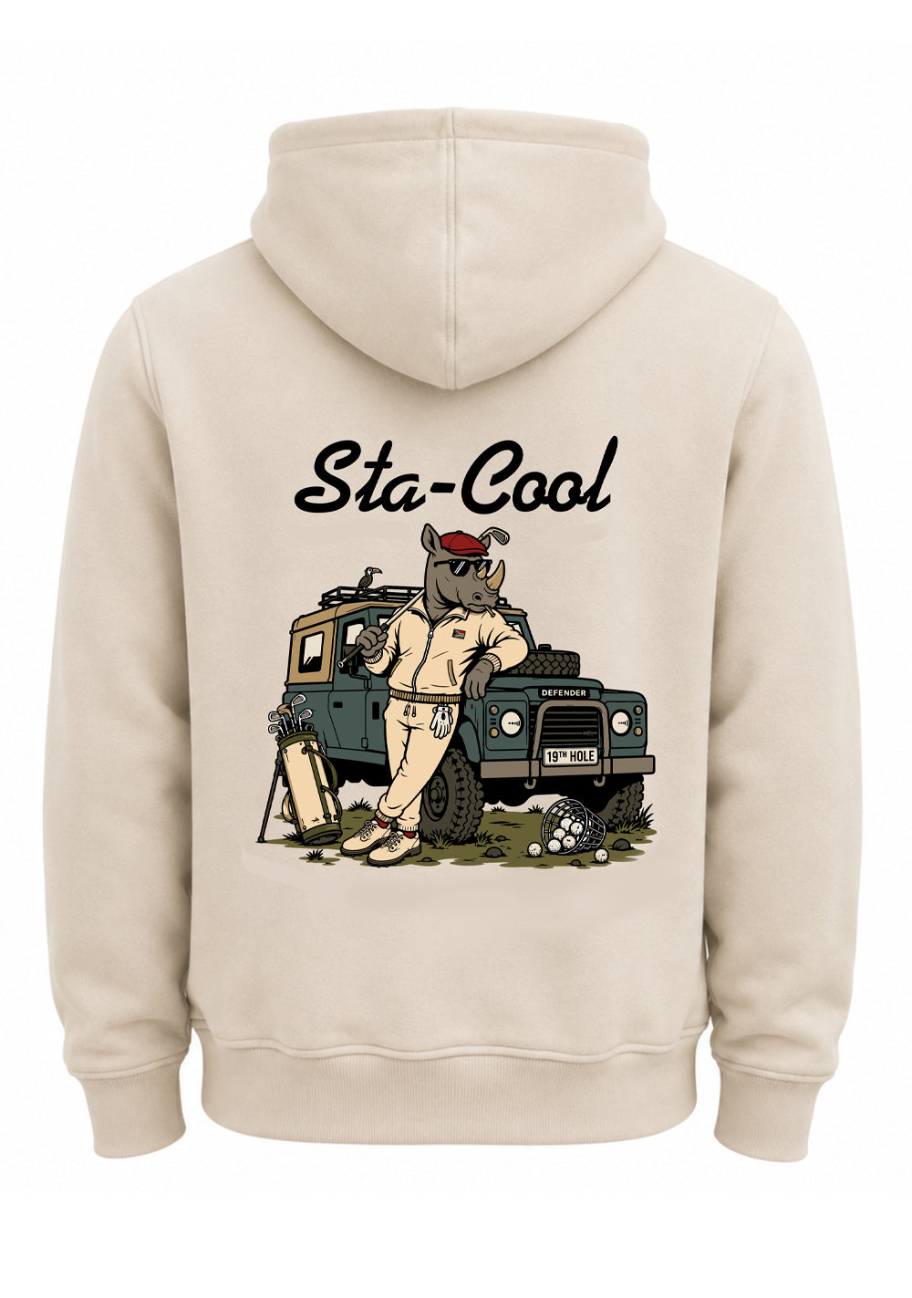 Sta-Cool Big Fore Collection 19th Hole unisex golf hoodie in beige
