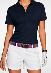 Match Play women's authentic handmade leather beaded golf belt by Sta-Cool, vibrant striped bead pattern